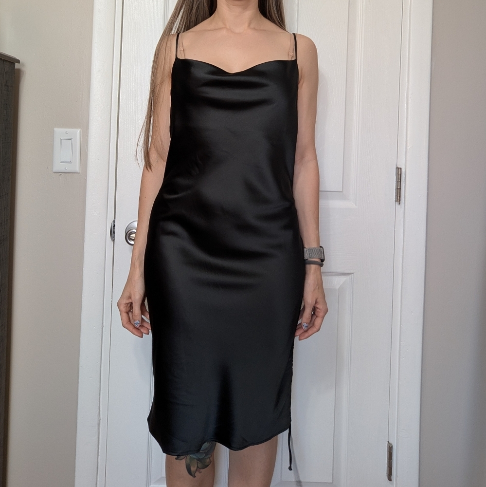 Elegant Black Satin Dress